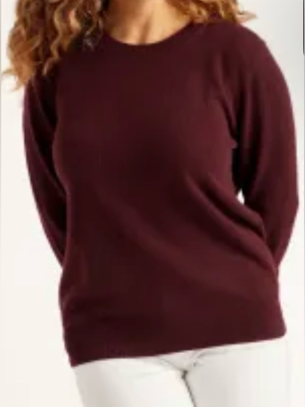 Quince Women's Crewneck Mongolian Cashmere Sweater Burgundy Wine Size M